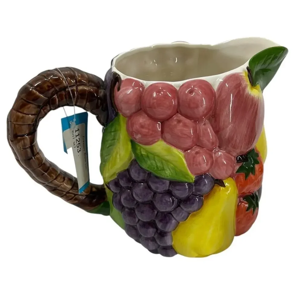 VINTAGE Fruit Pitcher & Cup Handcrafted Kitchen Decor